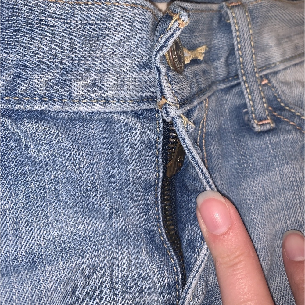 Hollister Y2K Light Blue Distressed Cuffed Denim Jean Short Shorts 0 24 - Picture 2 of 9